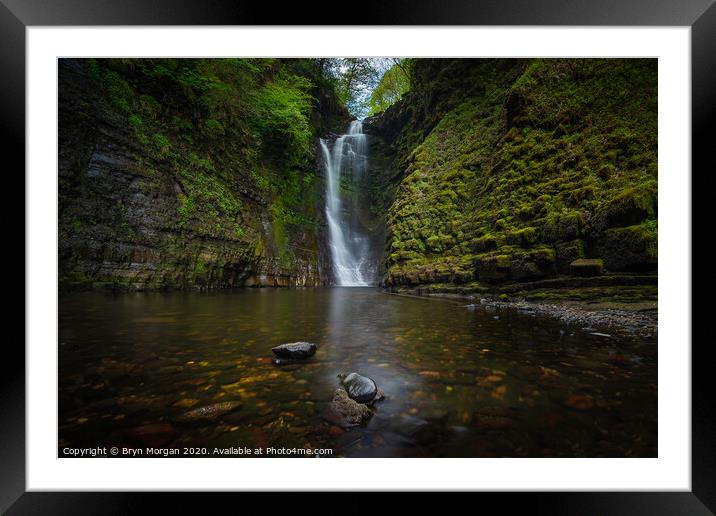 Sgwd Einion gam, the fall of the crooked anvil waterfall Framed Mounted Print by Bryn Morgan