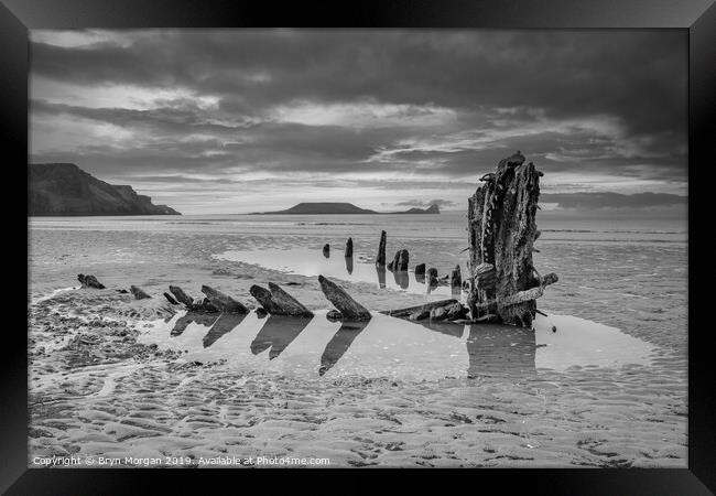 Wreck of the Helvetia at Rhossili Framed Print by Bryn Morgan
