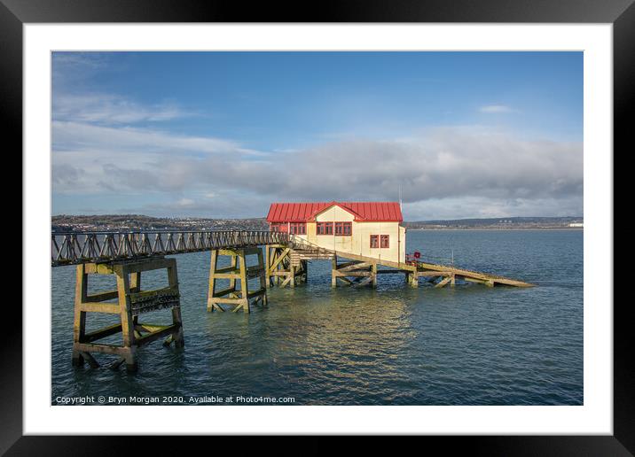 Mumbles pier with the old lifeboat house Framed Mounted Print by Bryn Morgan