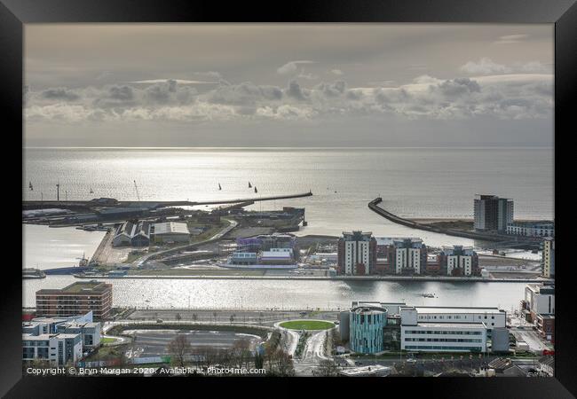 Swansea docks and yachts in the bay Framed Print by Bryn Morgan