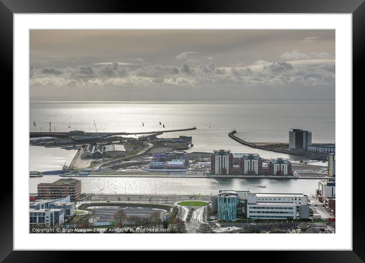 Swansea docks and yachts in the bay Framed Mounted Print by Bryn Morgan