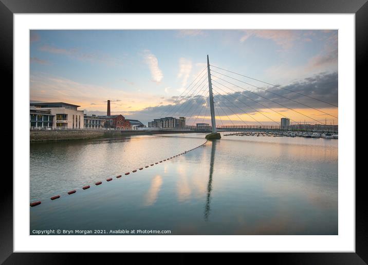 Swansea marina sail bridge Framed Mounted Print by Bryn Morgan