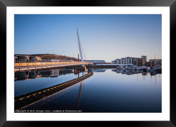 Swansea marina sail bridge Framed Mounted Print by Bryn Morgan
