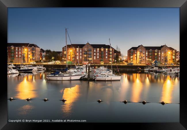 Swansea marina evening Framed Print by Bryn Morgan