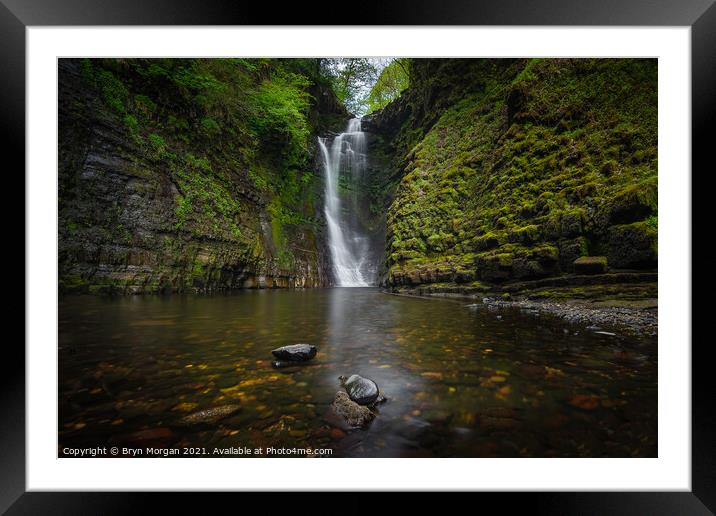 Sgwd Einion gam, Waterfall of the crooked anvil Framed Mounted Print by Bryn Morgan