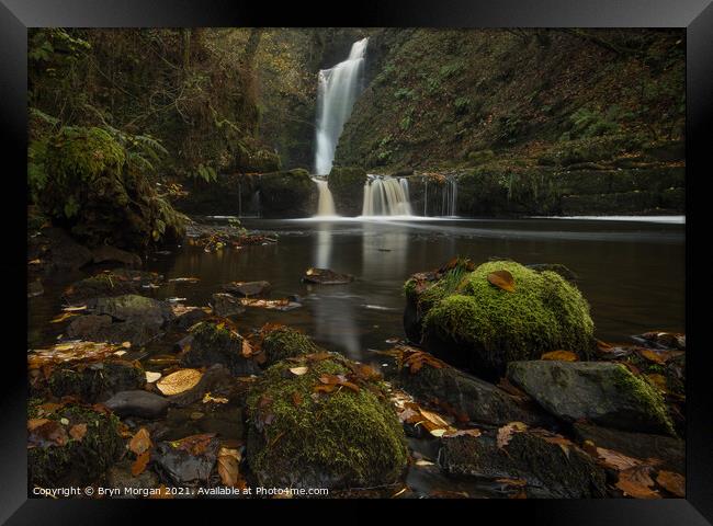 Sgwd Einion gam, waterfall of the crooked anvil Framed Print by Bryn Morgan