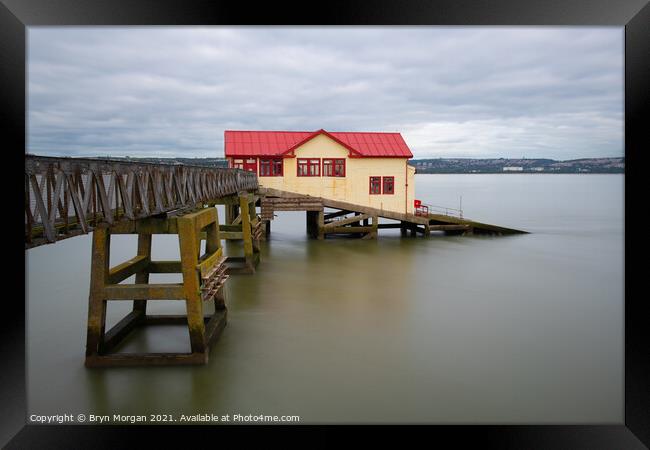 The old lifeboat station on Mumbles pier Framed Print by Bryn Morgan