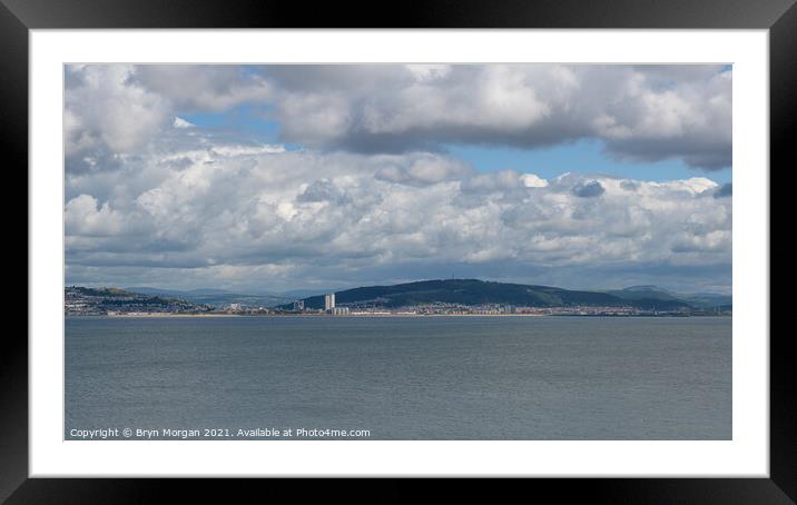 Swansea bay with Meridian tower Framed Mounted Print by Bryn Morgan