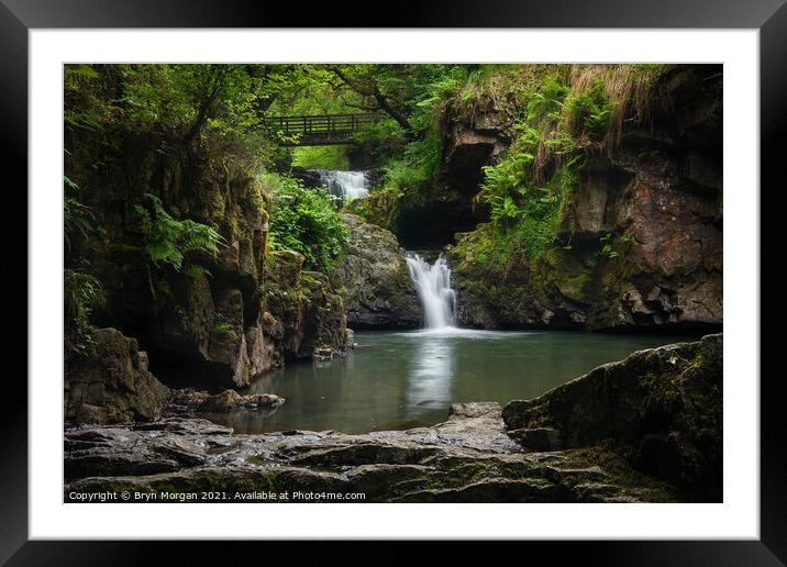 Sychryd cascades waterfalls Framed Mounted Print by Bryn Morgan