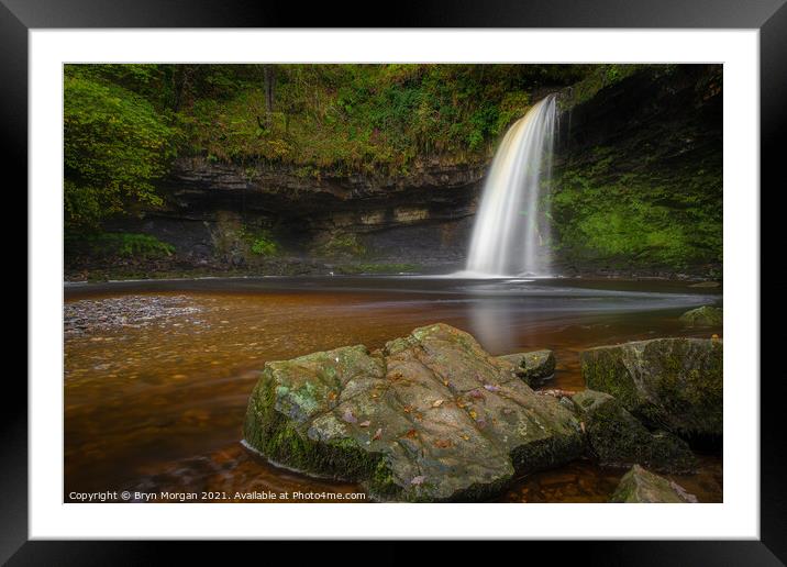 Sgwd Gwladys waterfall, the Lady waterfall Framed Mounted Print by Bryn Morgan