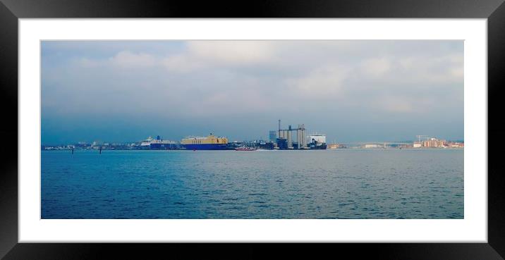 Southampton from Hythe                             Framed Mounted Print by Mike Evans