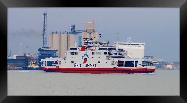 Red Funnel On Its Way To The Island  Framed Print by Mike Evans