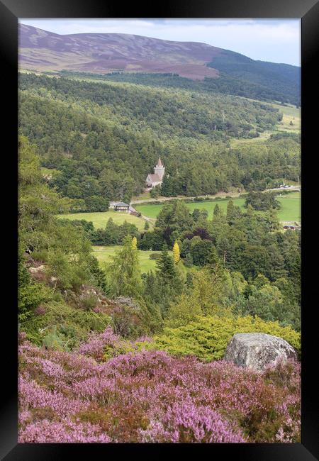 Crathie Kirk from above Balmoral castle. Crathie B Framed Print by alan todd