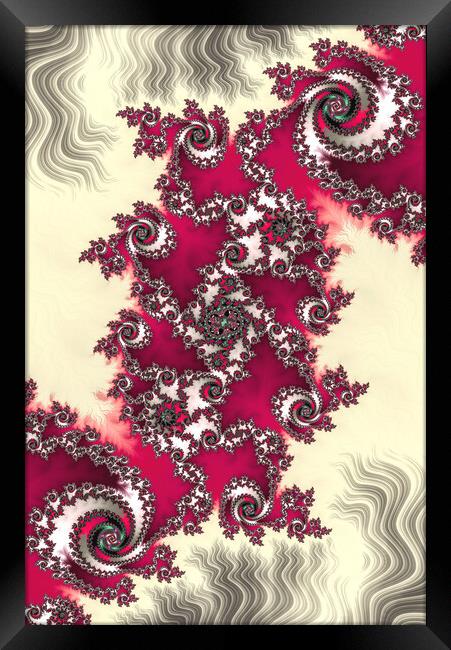 Red Spiral Fractals Framed Print by Vickie Fiveash