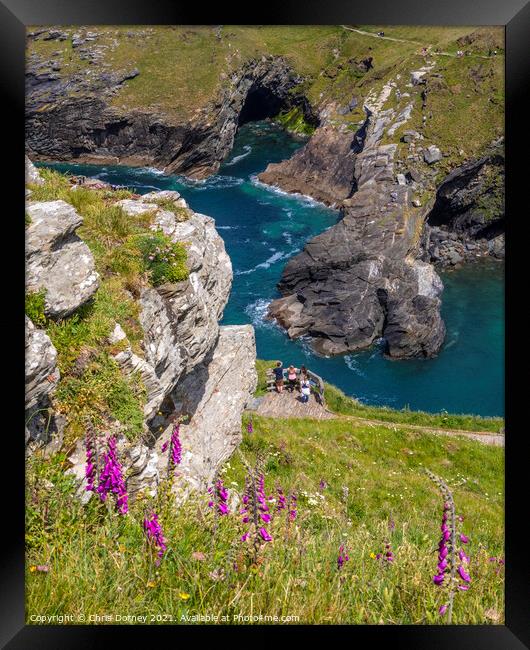 Beautiful View from Tintagel Castle in Cornwall, UK Framed Print by Chris Dorney