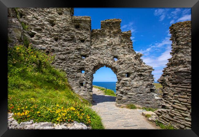 Tintagel Castle in Cornwall, UK Framed Print by Chris Dorney