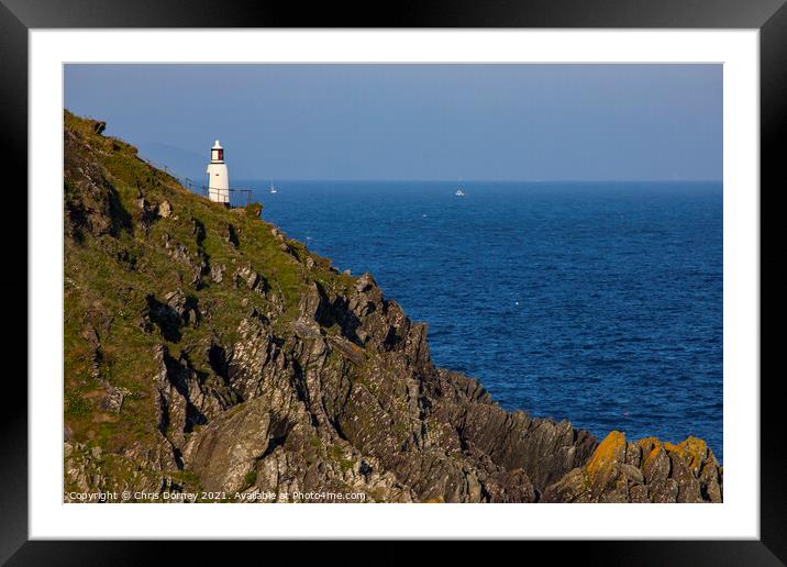 Spy House Point Lighthouse in Polperro, Cornwall, UK Framed Mounted Print by Chris Dorney