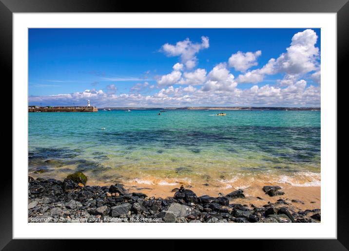 St. Ives Bay in St. Ives, Cornwall Framed Mounted Print by Chris Dorney
