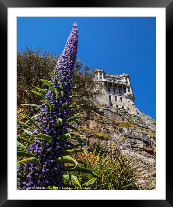 Castle and Gardens at St. Michaels Mount in Cornwall Framed Mounted Print by Chris Dorney