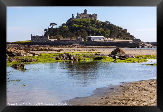 View Across Mounts Bay to St. Michaels Mount in Cornwall, UK Framed Print by Chris Dorney