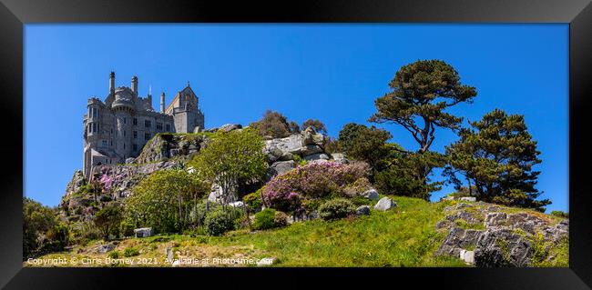 Castle and Gardens at St. Michaels Mount in Cornwall, UK Framed Print by Chris Dorney