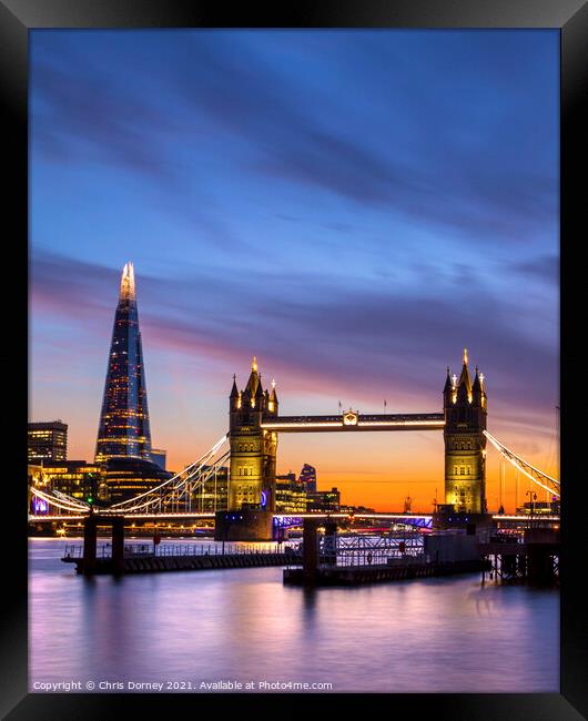 Tower Bridge and the Shard in London, UK Framed Print by Chris Dorney