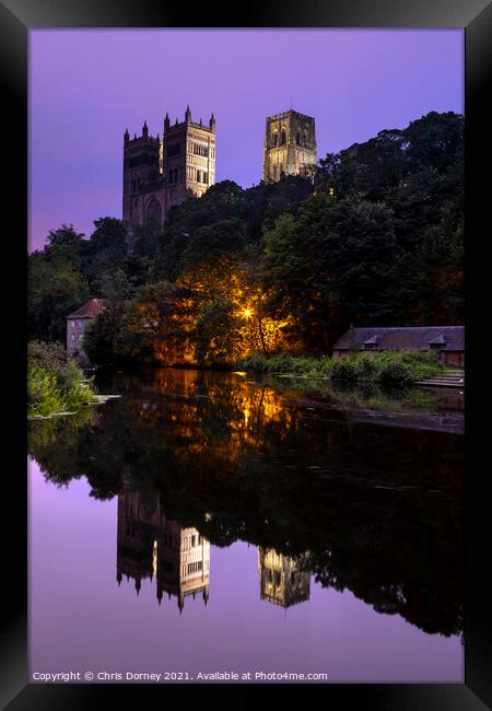 Durham Cathedral at Night, in the City of Durham, UK Framed Print by Chris Dorney