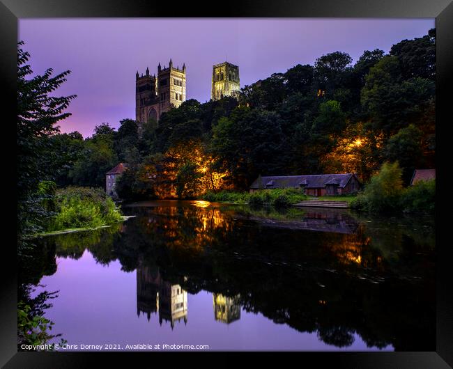 Durham Cathedral at Night, in the City of Durham, UK Framed Print by Chris Dorney