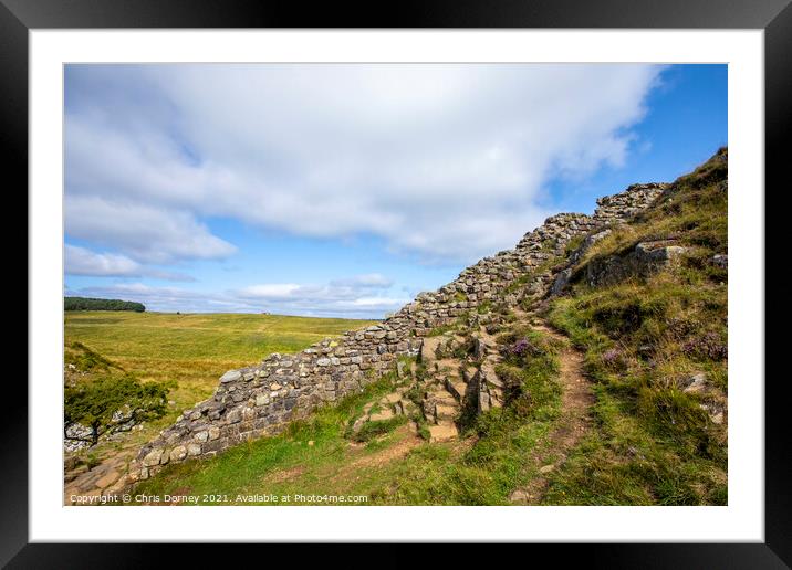 Hadrians Wall in Northumberland, UK Framed Mounted Print by Chris Dorney