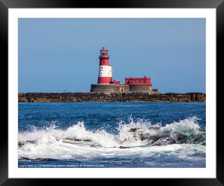 Longstone Lighthouse on the Farne Islands in the UK Framed Mounted Print by Chris Dorney