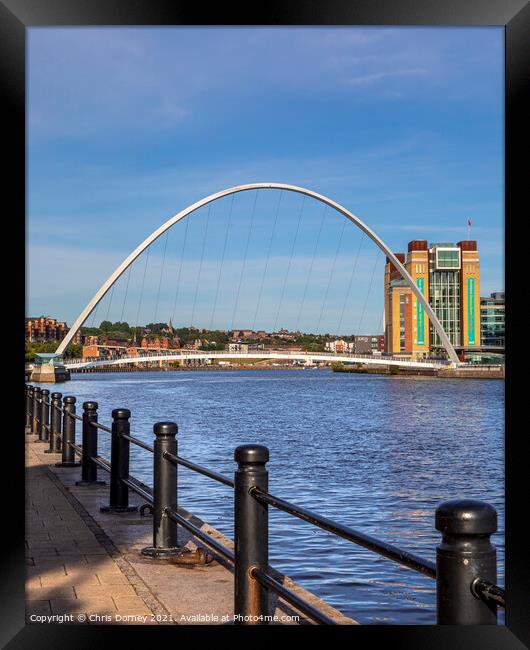 Gateshead Millennium Bridge in Newcastle upon Tyne, UK Framed Print by Chris Dorney