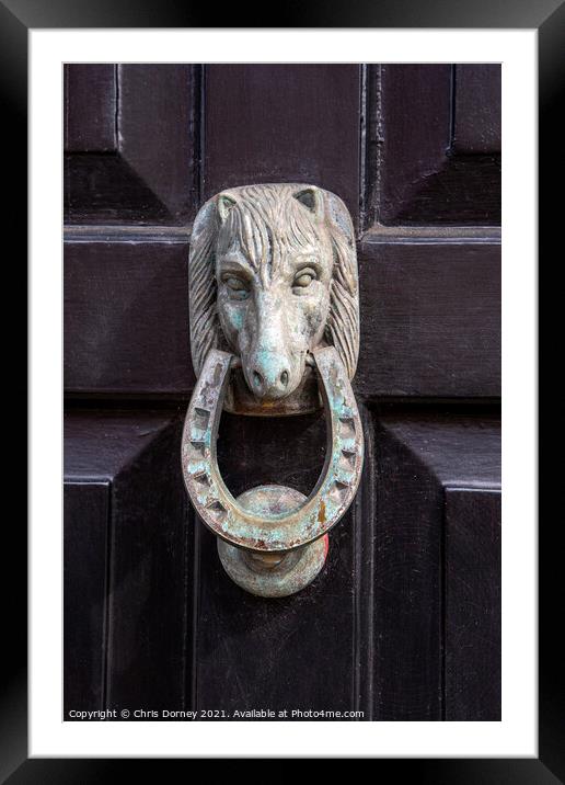 Horse Door Knocker Framed Mounted Print by Chris Dorney