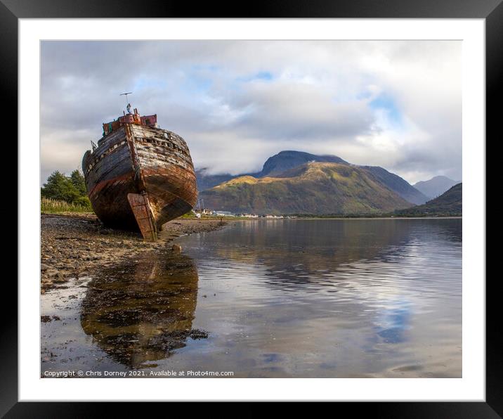 Old Boat of Caol and Ben Nevis in Scotland, UK Framed Mounted Print by Chris Dorney