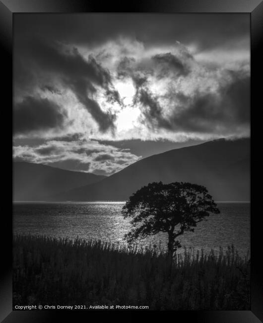 Moody View over Loch Linnhe from Fort William in Scotland Framed Print by Chris Dorney