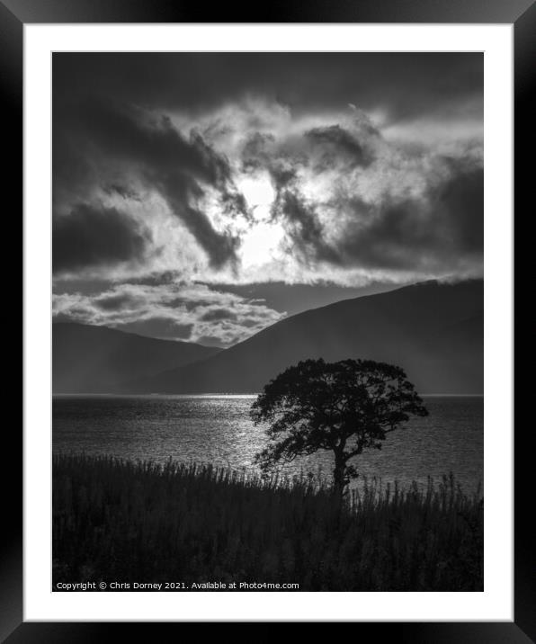 Moody View over Loch Linnhe from Fort William in Scotland Framed Mounted Print by Chris Dorney