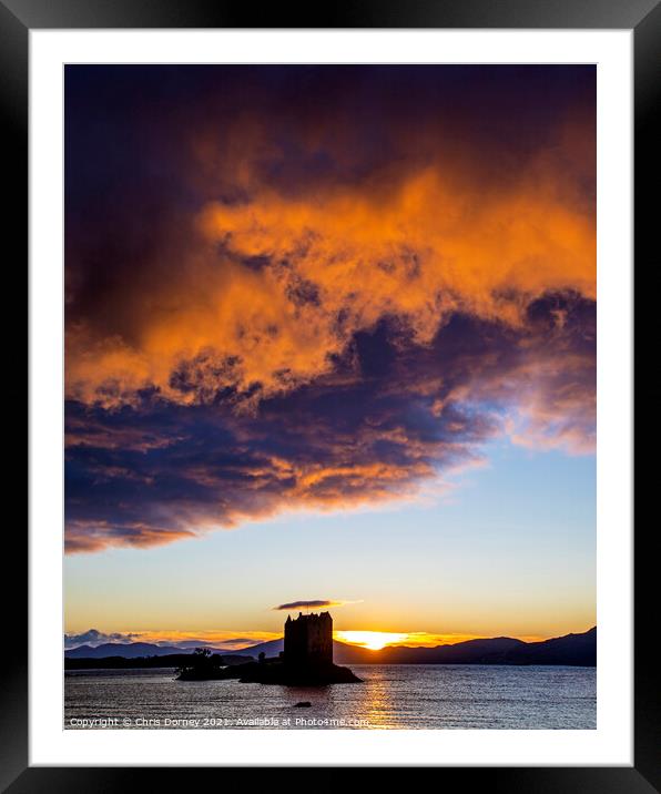 Sunset View of Castle Stalker in the Highlands of Scotland Framed Mounted Print by Chris Dorney