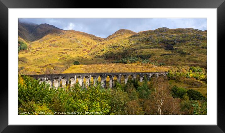 Glenfinnan Viaduct in the Scottish Highlands, UK Framed Mounted Print by Chris Dorney