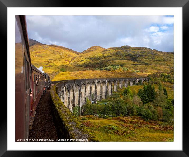 Jacobite Express Steam Train on the Glenfinnan Viaduct Framed Mounted Print by Chris Dorney