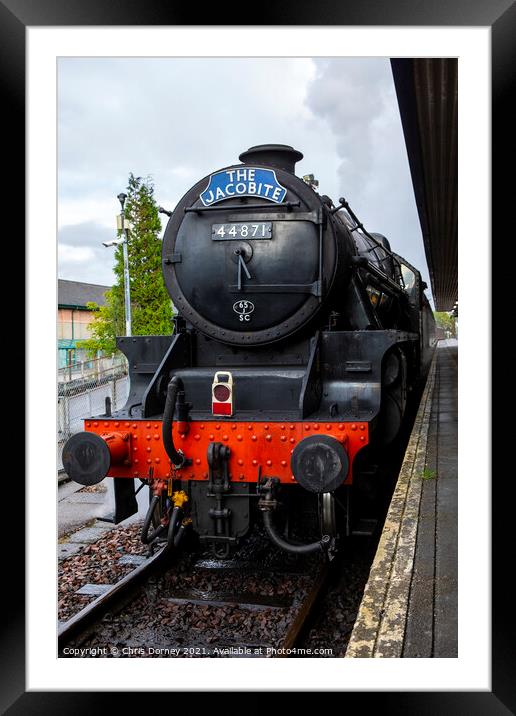The Jacobite Steam Train in the Highlands of Scotl Framed Mounted Print by Chris Dorney