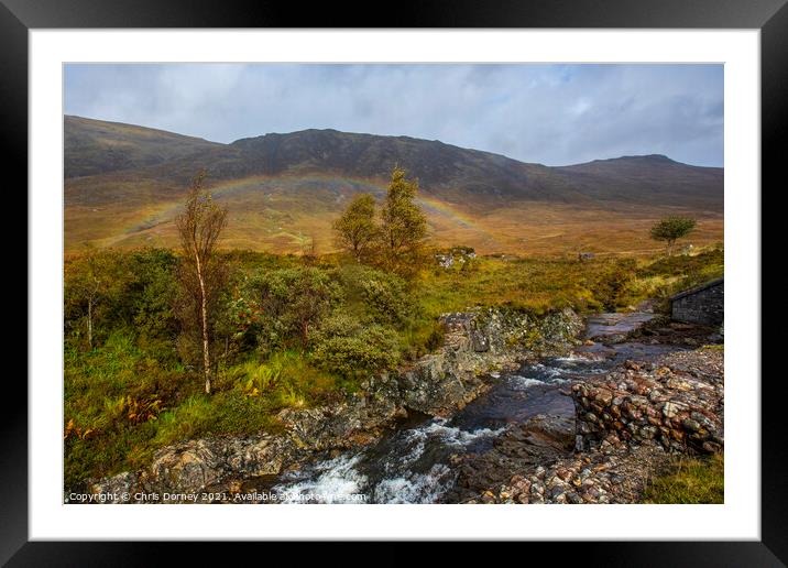 Rainbow in Glencoe, Scotland Framed Mounted Print by Chris Dorney