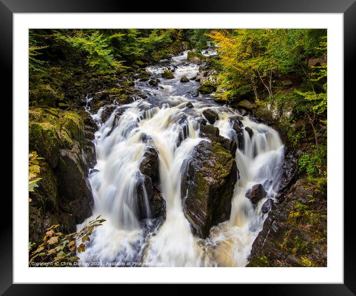 Black Linn Waterfall in the Hermitage Woodland, Scotland Framed Mounted Print by Chris Dorney