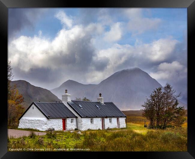 Blackrock Cottage in Glencoe, Scotland Framed Print by Chris Dorney