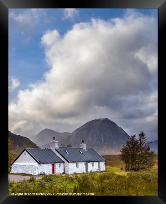 Blackrock Cottage in Glencoe, Scotland Framed Print by Chris Dorney