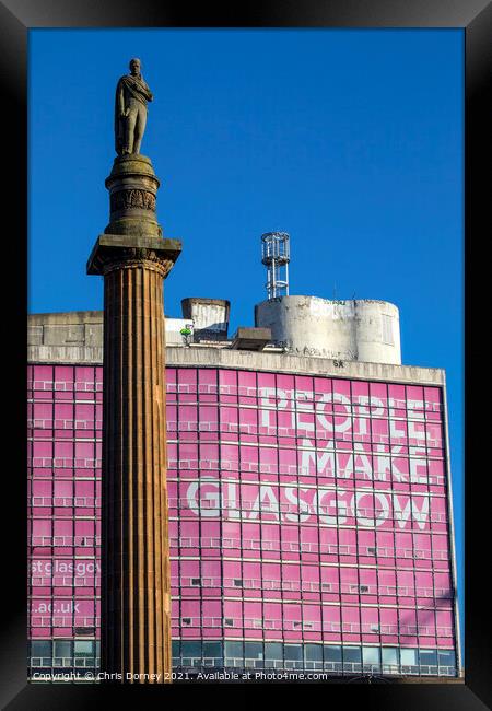 Sir Walter Scott Monument on George Square in Glasgow, Scotland Framed Print by Chris Dorney