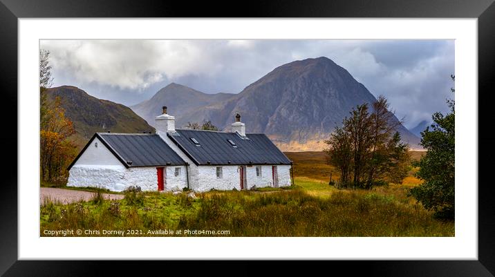Blackrock Cottage and Buachaille Etive Mor in Glencoe, Scotland Framed Mounted Print by Chris Dorney