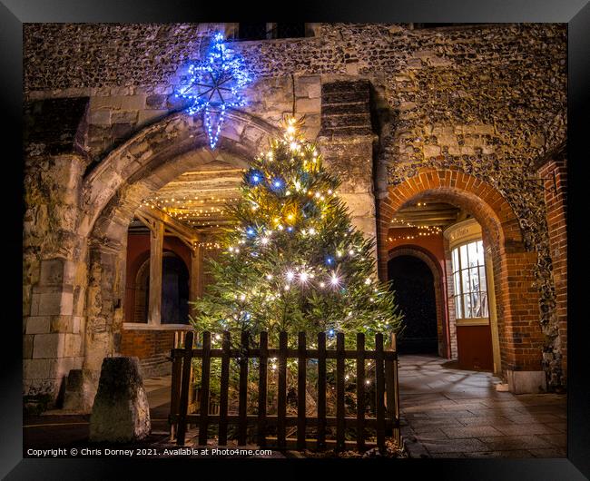 Christmas Decorations at Kingsgate in Winchester, UK Framed Print by Chris Dorney