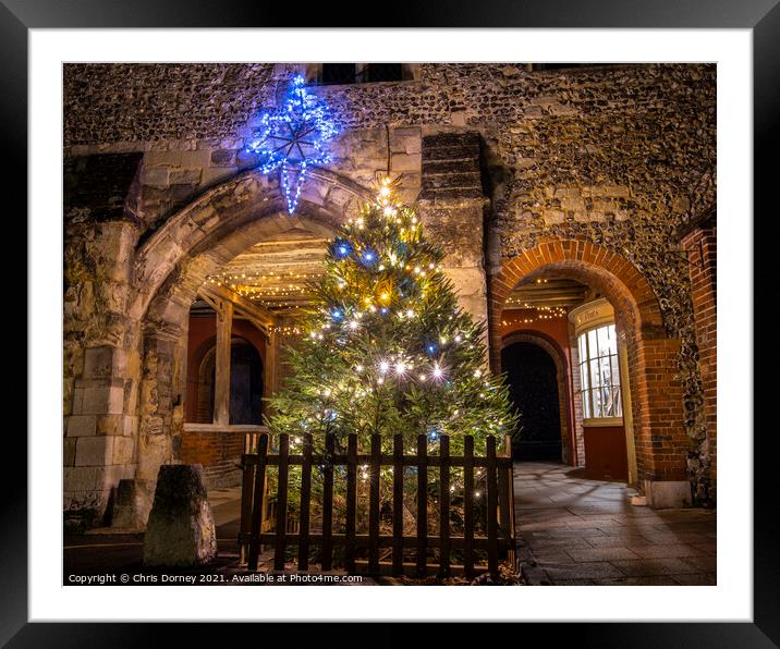 Christmas Decorations at Kingsgate in Winchester, UK Framed Mounted Print by Chris Dorney