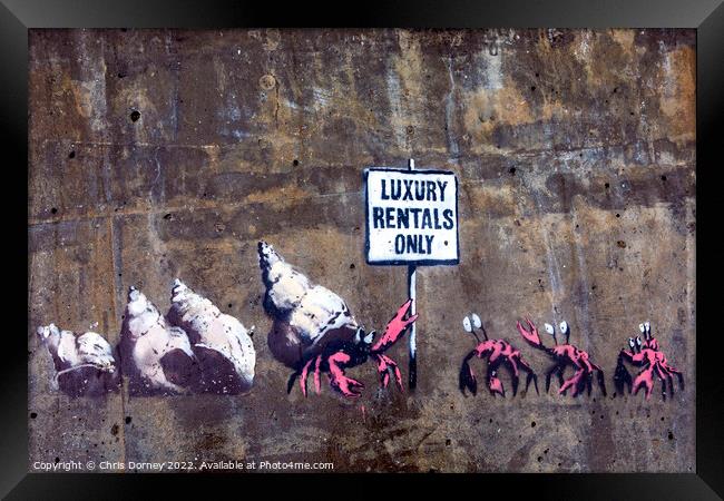 Luxury Rentals Only Graffiti by Banksy in Cromer, Norfolk Framed Print by Chris Dorney