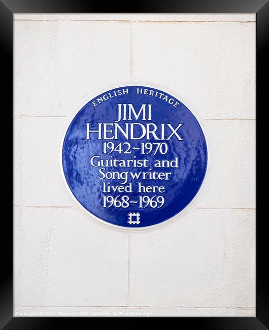 Jimi Hendrix Plaque in Mayfair, London Framed Print by Chris Dorney