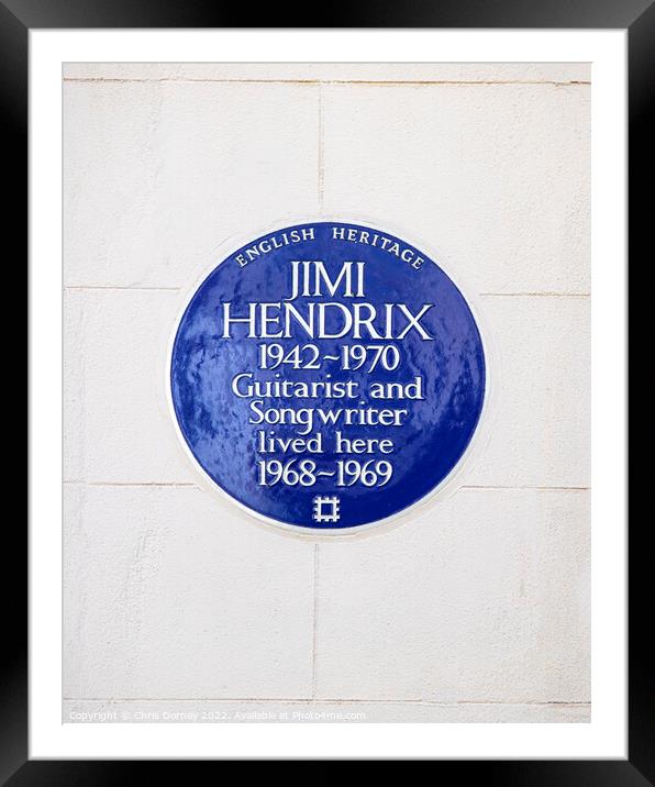 Jimi Hendrix Plaque in Mayfair, London Framed Mounted Print by Chris Dorney